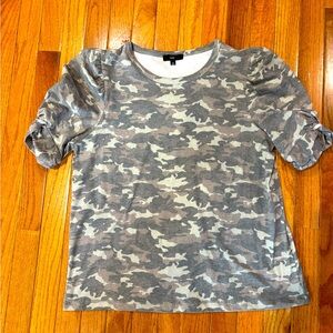 Camouflage Short Sleeve puff sleeve Top